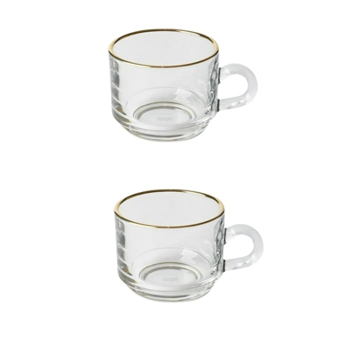 Set 2 cani 260 ml, sticla , Margine Aurie