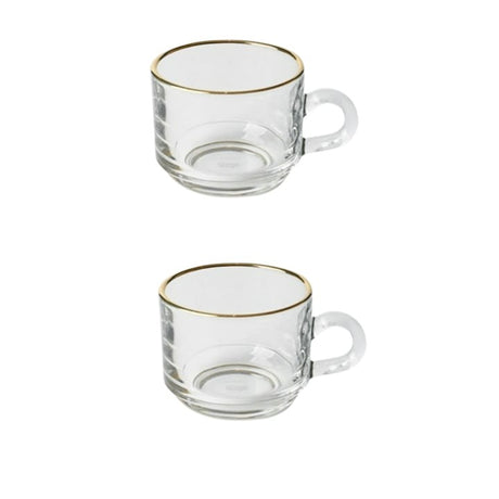 Set 2 cani 260 ml, sticla , Margine Aurie