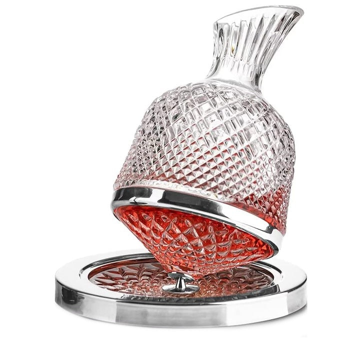 Decantor Elegant de Vin din Cristal, Rotativ, Realizat manual - 1500 ml