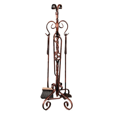 Set accesorii Semineu sau Soba, Suport cu 4 piese, Fier, 71 cm