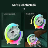 Ventilator de Birou Portabil cu USB, Lumini LED, 3 Trepte de Viteza
