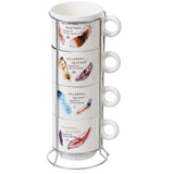 Set 4 cesti Cafea, Ceramica, cu suport din Inox