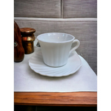 Set 6 cesti de cafea cu farfurioare din opal , Alb