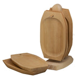 Set 6 farfurii cu suport, dreptunghiular, lemn fag, 24 x 14 cm