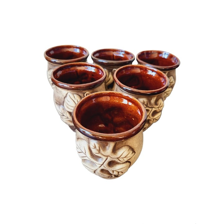 Set pentru vin din ceramica Strugure Frunze 2L, cu 6 cani 180 ml