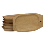 Set 6 farfurii cu suport, dreptunghiular, lemn fag, 24 x 14 cm