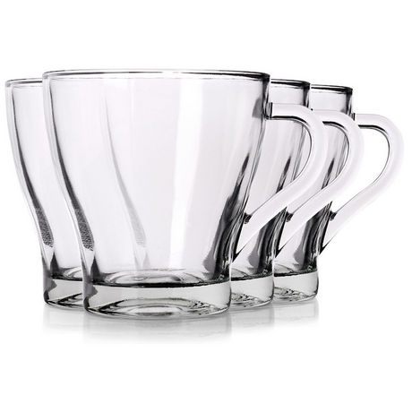 Set 6 cani din sticla, transparente,King, 280 ml