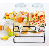Set 2 borcane cu robinet 4L,suport metalic, 33x17x37.5cm
