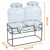 Set 2 borcane cu robinet 4L,suport metalic, 33x17x37.5cm