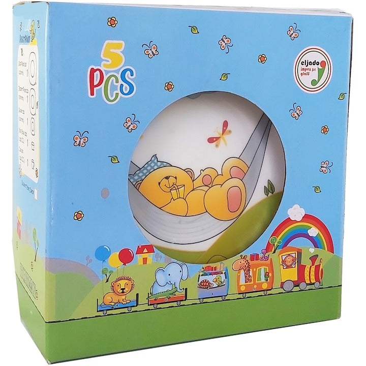 Serviciu de masa copiiUrsuleti / Pisici, opal, 5 piese