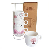 Set 4 cesti din Ceramica cu suport metalic, 220 ml , diverse modele
