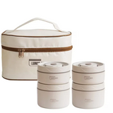 Set 4 caserole termice cu geantă termoizolanta -  interior metalic, capace etanse, lunch box