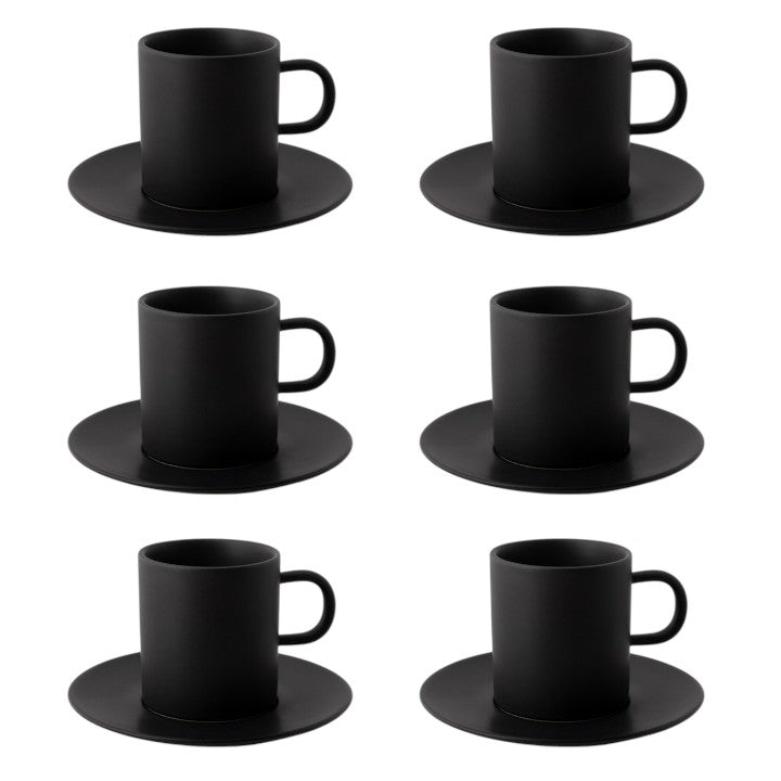 Set 6 cani si farfurioare Negru Mat ,200 ml