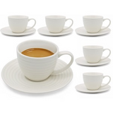 Set 6 cesti de cafea cu farfurioare din opal , Alb