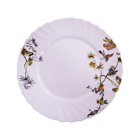 Set 6 Farfurii Intimnse opal, model floral-pasari, 25.5 cm