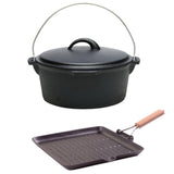 Set 2 produse din fonta pura, Tuci 25 cm, 3.5l, Grill 24 cm