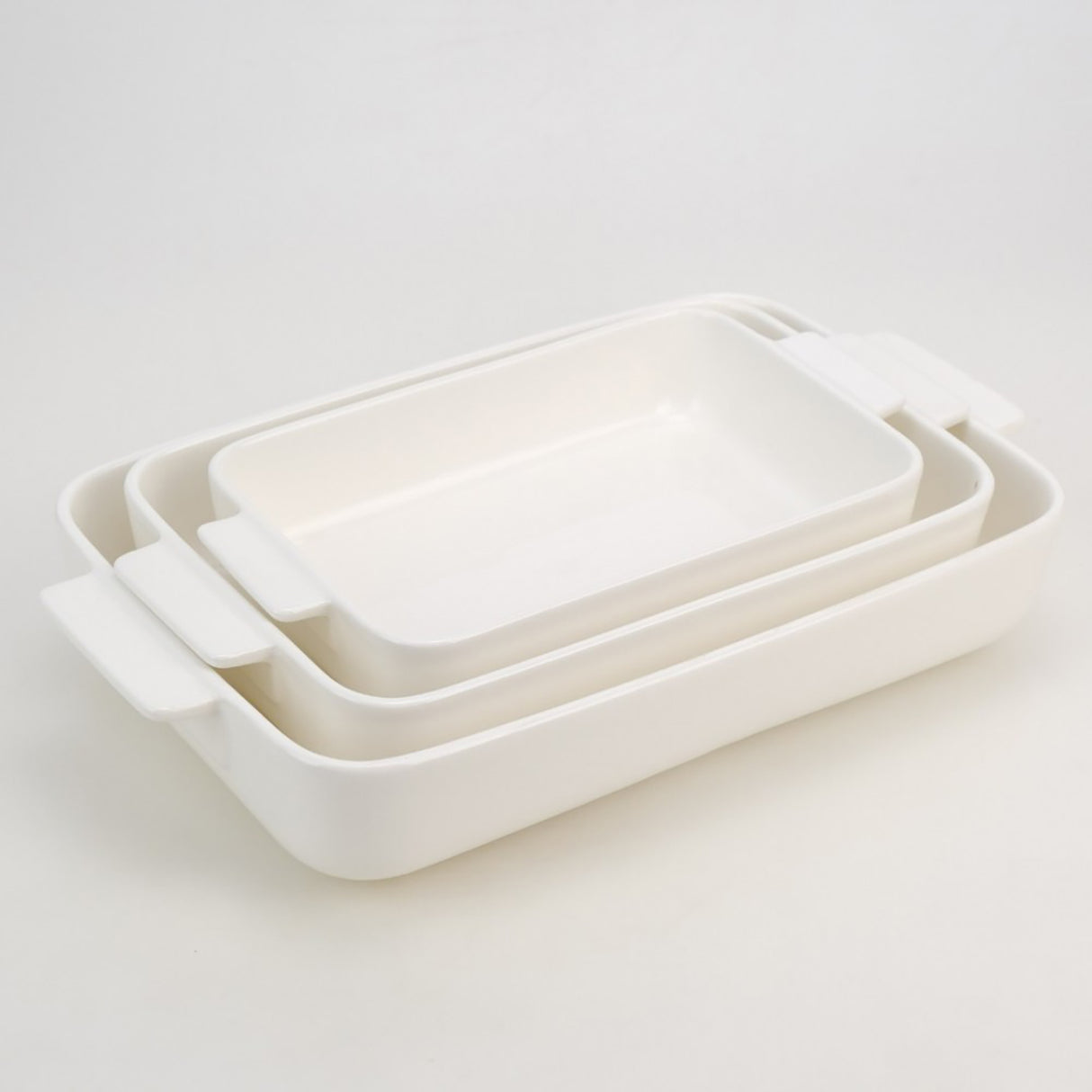 Set 3 tavi Ceramica pentru cuptor, Alb, 36x21,5x9,5 cm