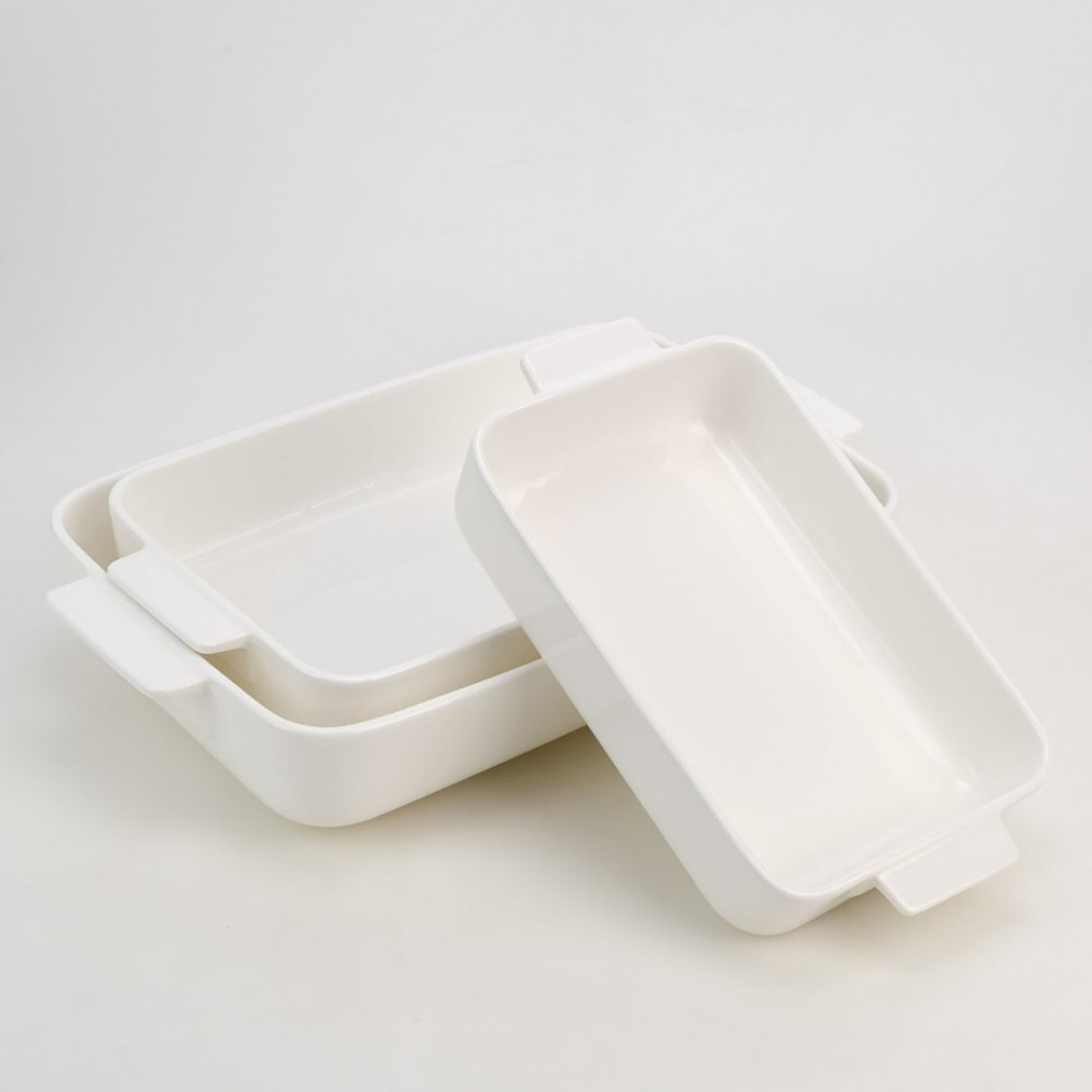 Set 3 tavi Ceramica pentru cuptor, Alb, 36x21,5x9,5 cm