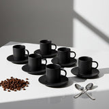 Set 6 cani si farfurioare Negru Mat ,200 ml