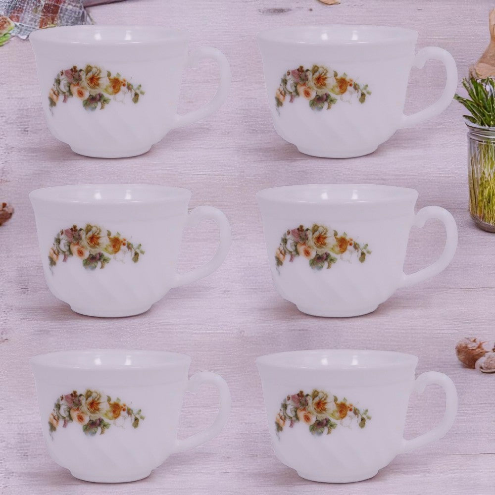 Set 6 cesti pentru Cafea sau Ceai, Opal, model florat Trandafiri /Artar  , 200 ml