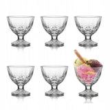 Set 6 cupe cu picior din sticla pentru înghețată/ salata de fructe , 300 ml