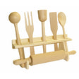 Set 6 Ustensile Traditionale cu Suport din Lemn, paleta, furculita, sucitor, bucatarie, gatit, cadou