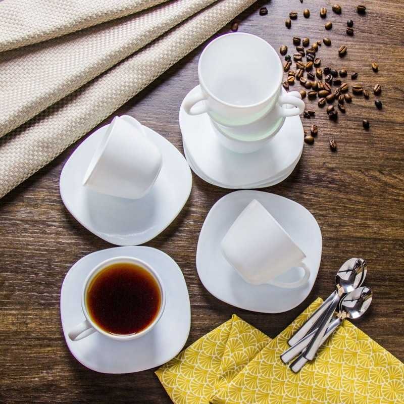 Set 6 cani de Cafea cu farfurie, 220 ml, Opal