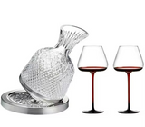 Set Decantor Vin Rotativ cu 2 Pahare, sticla