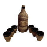 Set servire Bauturi Traditional, Sticla 1 l cu 6 pahare 50 ml, Ceramica