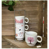 Set 4 cesti din Ceramica cu suport metalic, 220 ml , diverse modele