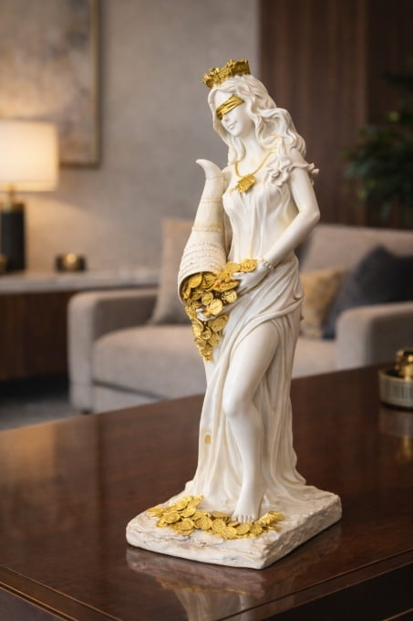Statuetă Cornul Abundenței - 29cm / 35 cm, Alb-Auriu