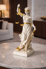 Statueta Zeita Justitiei - Alb/Auriu