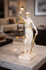 Statueta Zeita Justitiei - Alb/Auriu