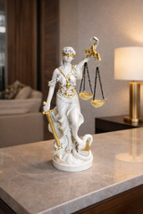 Statueta Zeita Justitiei - Alb/Auriu