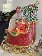 Decoratiune Muzicala - Sania lui Mos Craciun ,cu apa si scilipici miscator, 24 cm