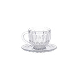 Set 6 Cesti Cafea din Sticla Transparente si Farfurii, Model