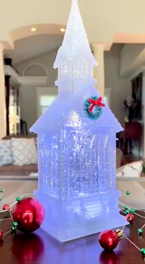 Decoratiune Biserica transparenta , led, sclipici miscator , 28 cm