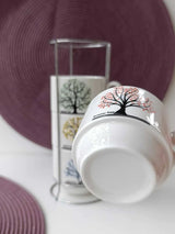 Set 4 cesti din Ceramica cu suport metalic, 220 ml , diverse modele