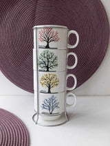 Set 4 cesti din Ceramica cu suport metalic, 220 ml , diverse modele