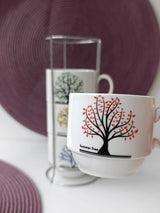 Set 4 cesti din Ceramica cu suport metalic, 220 ml , diverse modele