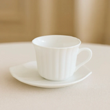 Set 6 cesti de cafea cu farfurioare din opal , Alb