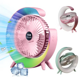 Ventilator de Birou Portabil cu USB, Lumini LED, 3 Trepte de Viteza