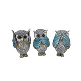 Set 3 Statuete decorative Bufnite, Nu vad, Nu aud, Nu vorbesc, Rasina, 11 cm