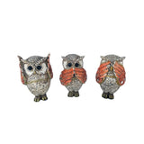 Set 3 Statuete decorative Bufnite, Nu vad, Nu aud, Nu vorbesc, Rasina, 11 cm